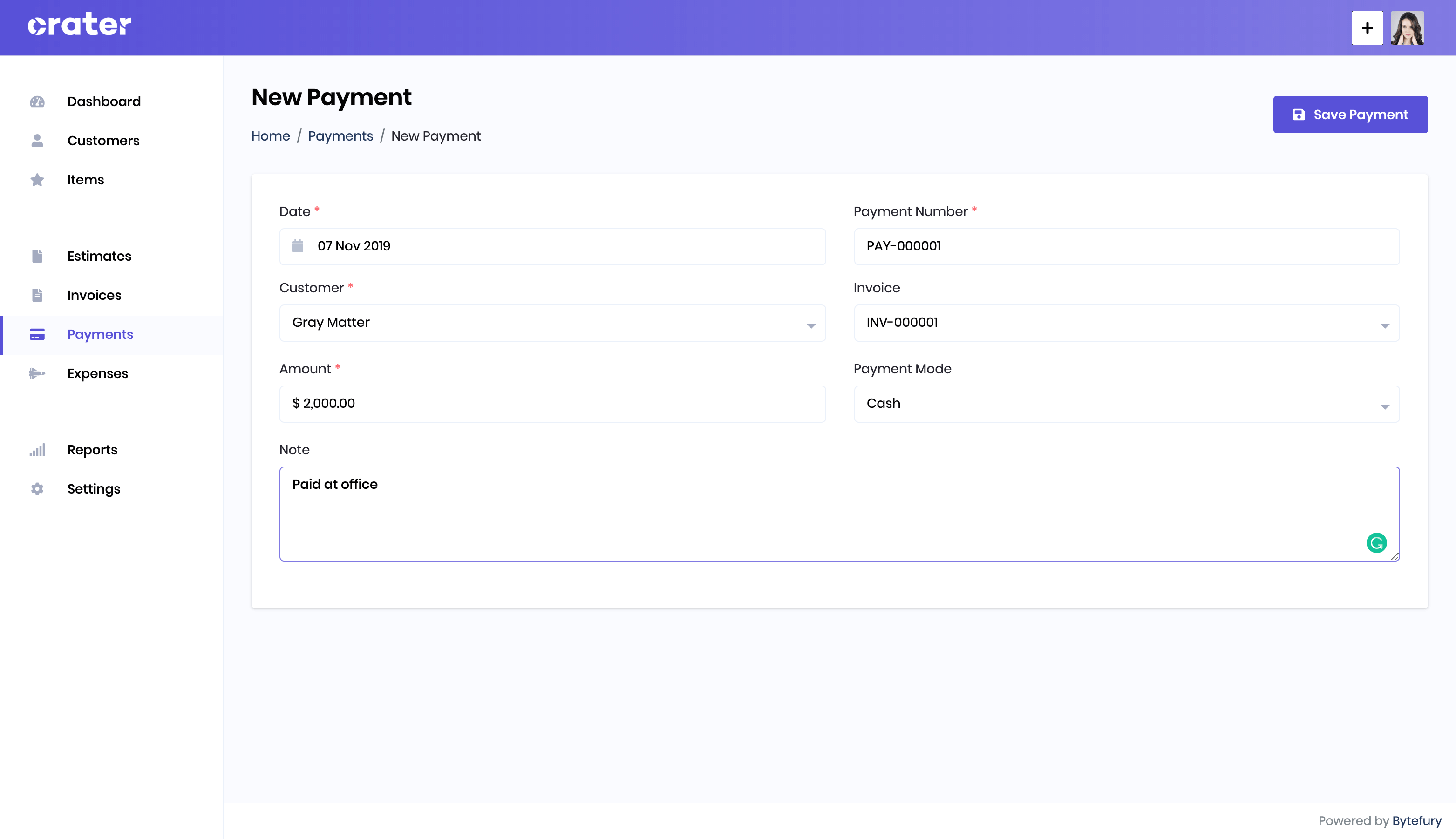 New Payment Page